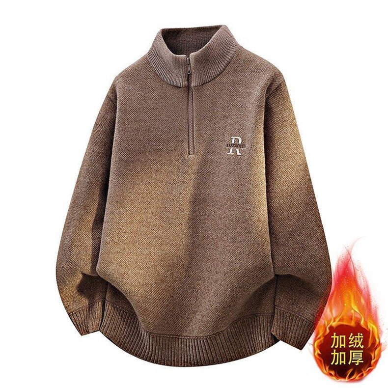 W25253-P55冬拉链立领加绒卫衣男潮牌加绒加厚卫衣外套时尚打底衫,男装T恤,电商D310B