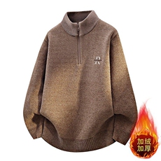 W25253-P55冬拉链立领加绒卫衣男潮牌加绒加厚卫衣外套时尚打底衫，男装T恤，电商D310B