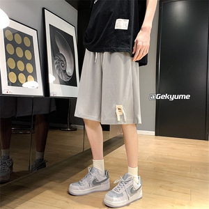 8XL-M华夫格纹理篮球短裤男休闲大码松紧系绳五分裤DK1508P40控58图片