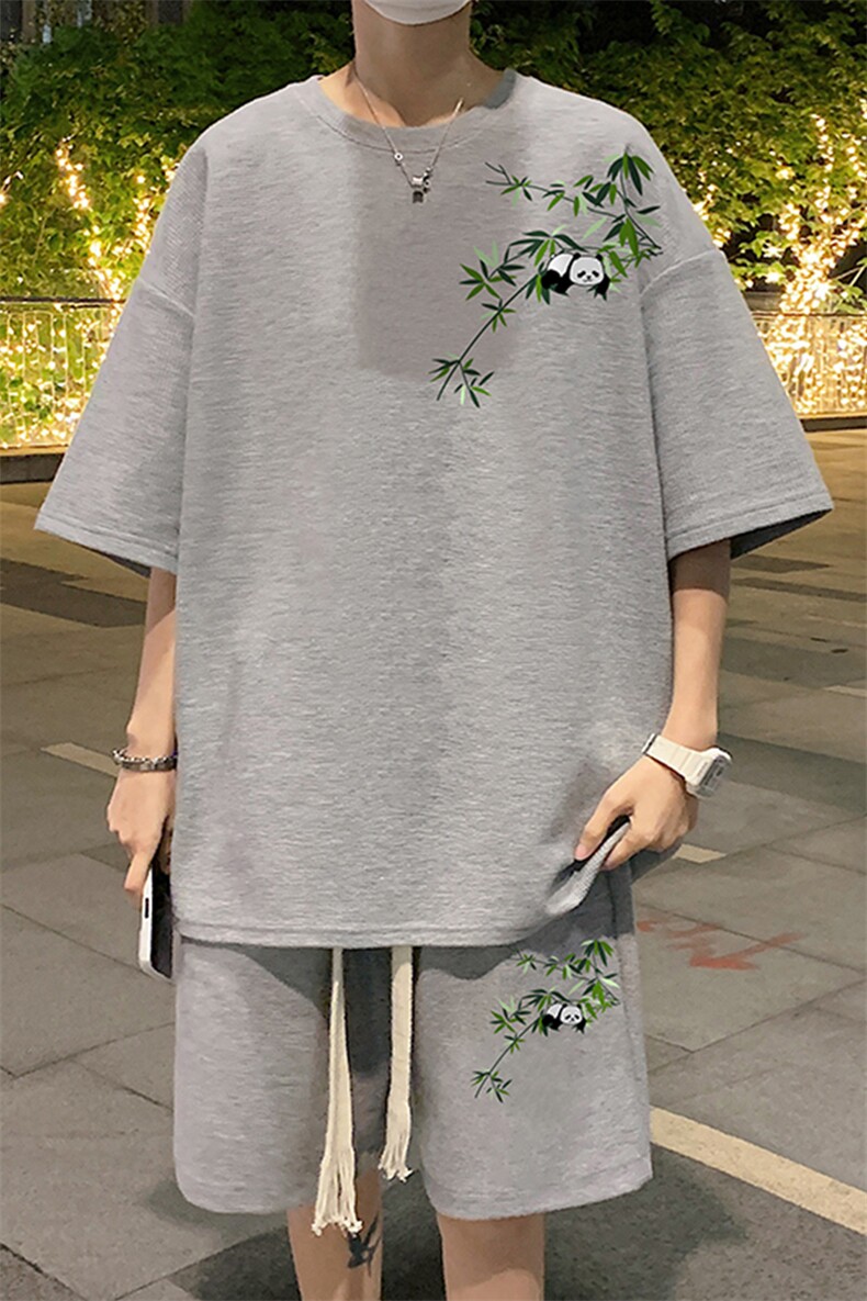 套装！华夫格套装短袖T恤短裤男TZ215-特P38,男装T恤,电商B367