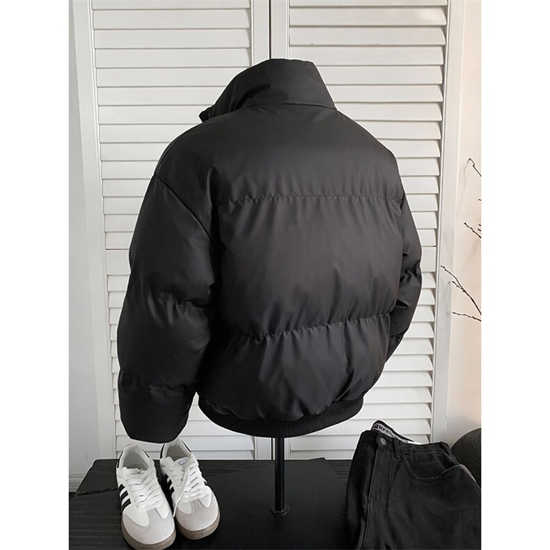 现货5W件冬季三防重磅硬挺boxy短款羽绒立领PU皮棉衣外套加厚棉服,男装棉衣,电商A486