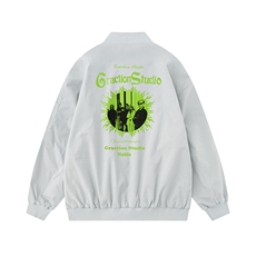 白底新款秋季时尚百搭宽松印花潮流夹克情侣外套F365P65控88，男装夹克，电商A247-1