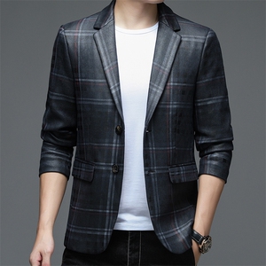 西装外套男士春秋季2023新款中老年条纹修身单西上衣中年休闲西服图片