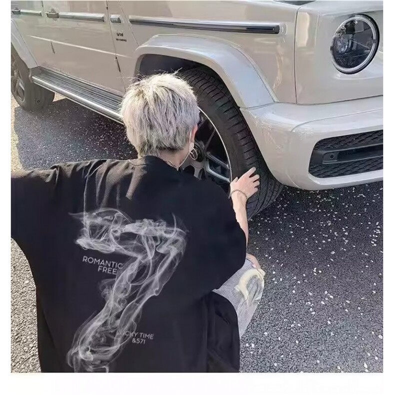 1506/QW5870/P25新款夏季美式高街潮牌上衣服宽松圆领半袖图片