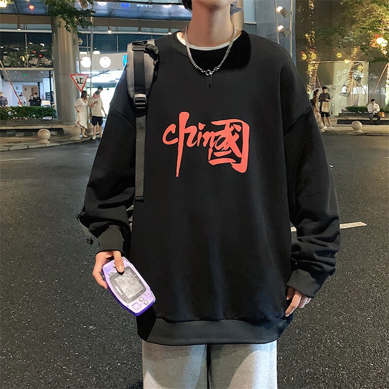 S6199-P28加绒款-P33秋季圆领卫衣男大码韩版宽松长袖外套,男装卫衣,电商A040