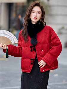 【现货现货】2026冬季新款新中式羽绒服女短款90白鸭绒真毛领现货图片