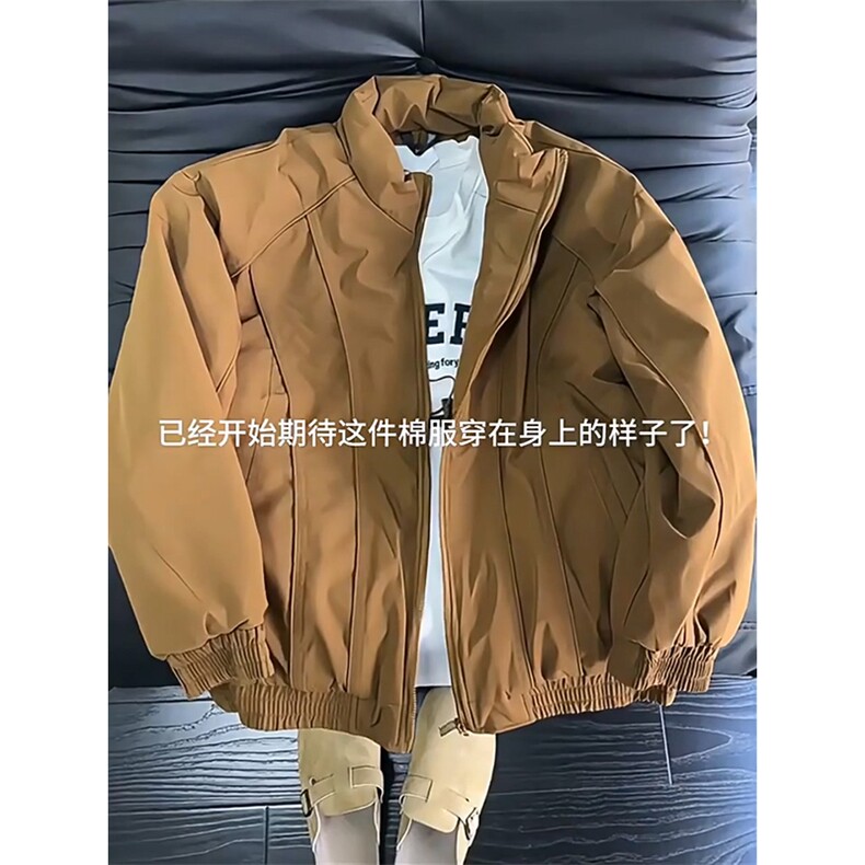 现货美式休闲加厚雪山棉衣夹克外套立领纯色三防户外工装棉服,男装夹克,电商A486