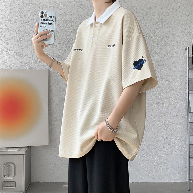 2023拼接短袖POLO衫男夏新款潮胖子宽松衬衣加肥加大码PL02,男装T恤,星座417-3