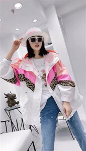 新款欧韩时尚洋气拼豹纹连帽防晒衣,其它,L·H·X