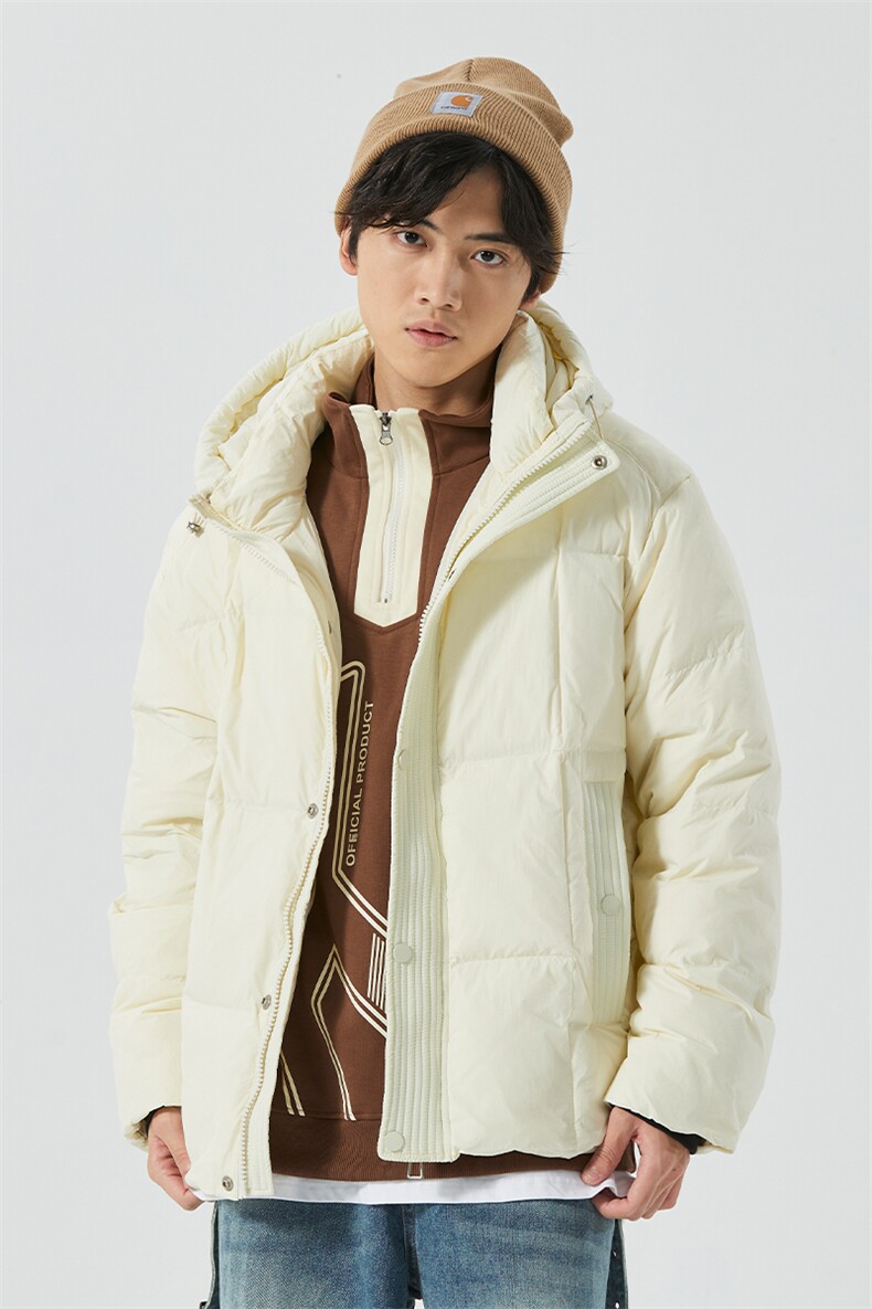 新标90白鸭绒简约休闲连帽外套纯色加厚羽绒服ESY0209-P210,男装羽绒服,电商B306