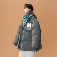 中性风22冬季潮流简约M字母印花面包服立领棉衣MY2046P65控98，男装棉衣，A247A