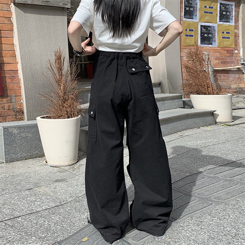 休闲裤男女2026新款夏季中高腰美式复古阔腿直筒工装裤YD9002-P75,男装牛仔裤,星座509