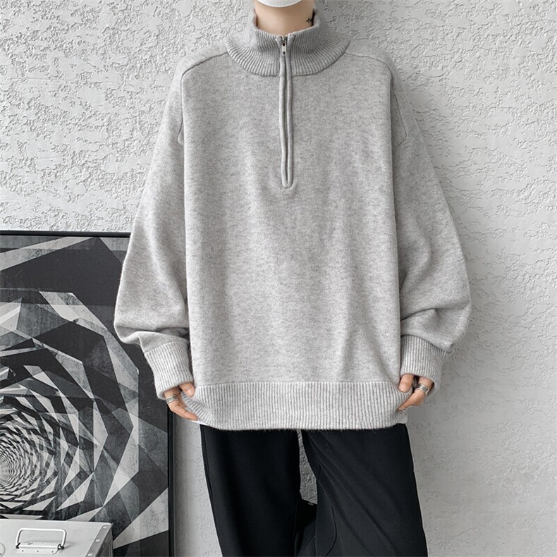 8XL-M复古半拉链立领毛衣男大码宽松针织线衫上衣外套MY1507/P75,男装针织衫/毛衣,电商B238