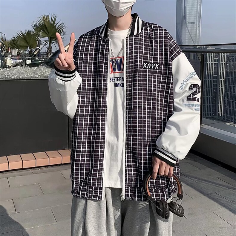 潮流夹克潮男春季格子双面穿夹克W50P60,男装夹克,星座1116-2