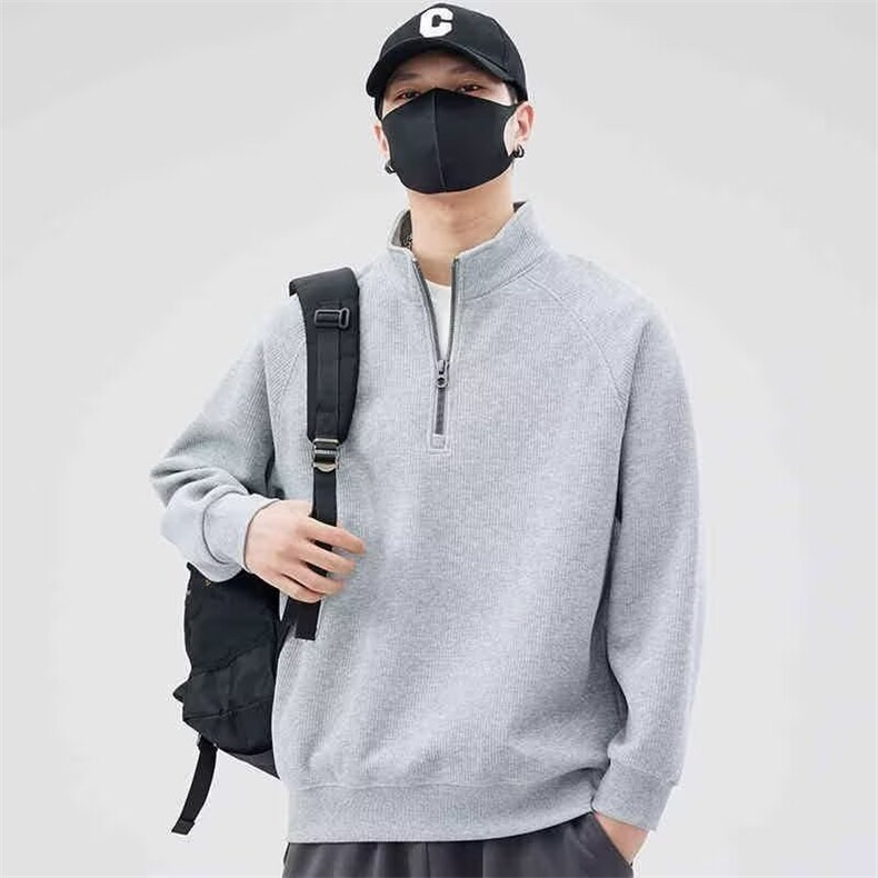 高级感半拉链卫衣男士2025新款春秋季潮牌宽松套头立领纯色打底衫,男装T恤,星座715-4