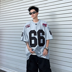 夏季新款嘻哈球衣短袖男女美式西海岸hiphop宽松百搭T恤ST622-P38，男装T恤，星座412-3