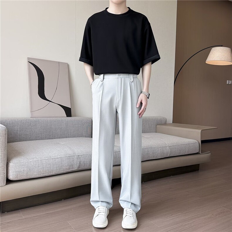 2025夏季薄款垂感冰丝西裤直筒宽松西裤休闲裤XK8914,男装西裤,星座1108-1