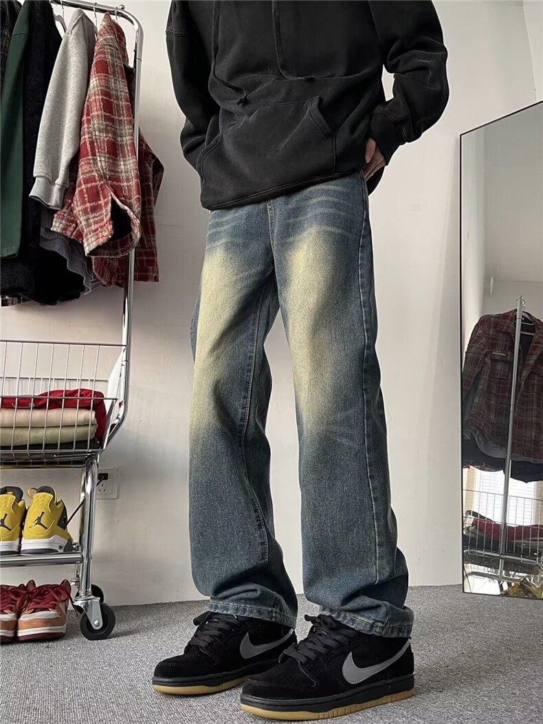 美式高街黄泥染牛仔裤男水洗vibe休闲裤子 310B-1-K151 P45图片