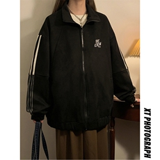 25秋装新款刺绣立领鹿皮绒男夹克外套港风705-1-W8823-P75控108，男装夹克，星座705-1