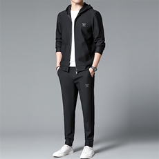 SA3099-2钱塘2020-2时尚休闲简约开衫连帽中青年男士套装P190，男装休闲套装，钱塘207-2
