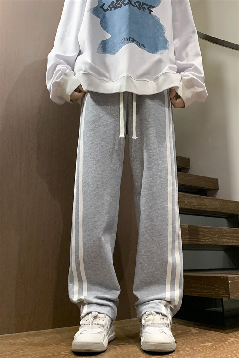 港风秋冬长裤美式高街卫裤宽松休闲两条杠拖地卫裤K23307-P45控58,男装休闲裤,星座717