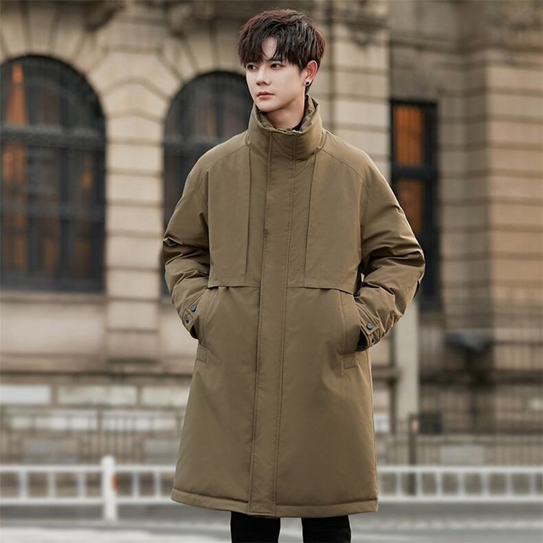 2025新款冬季中长款纯色连帽风衣羽绒服075P510,男装风衣,电商A355（原A415）