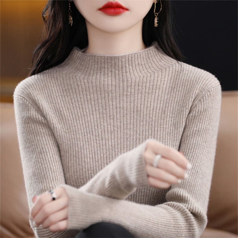 不起球配大衣的高领毛衣女2024冬季修身加厚内搭羊毛衫针织打底衫,针织衫/毛衣,暖姿羊绒