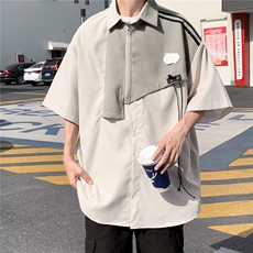 假两件衬衫男短袖韩版潮流帅气2026夏季新款ins宽松外套CY280-P41，男装T恤，星座412