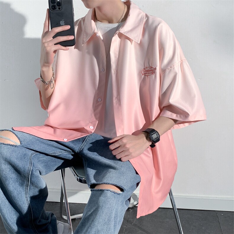 宽松大码渐变色冰丝衬衫短袖男女中性风XZ301AC9911P45控58,男装衬衫,星座301A