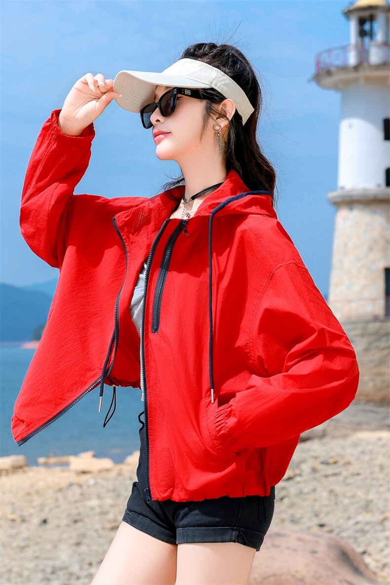 连帽防晒衣女夏2025新款时尚百搭宽松休闲轻薄透气防晒服开衫外套,女装防晒衣,可可小西