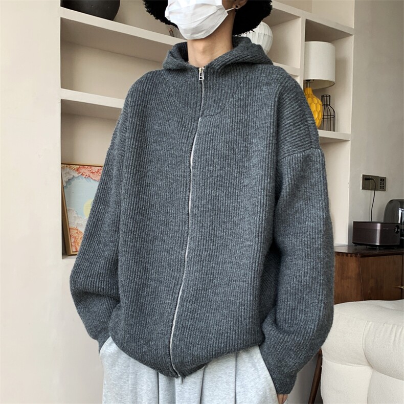 秋冬加厚加绒连帽开衫毛衣慵懒风针织衫外套M600-p75,男装针织衫/毛衣,星座1212