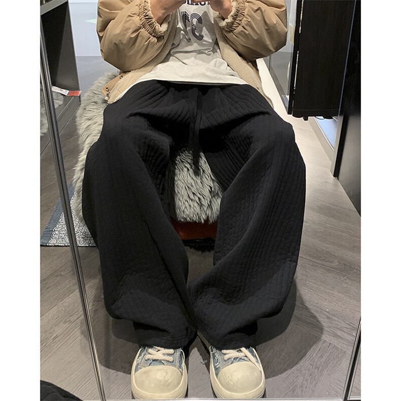 秋冬竖条纹宽松夹棉休闲裤XZ604-K124-特P35控68,男装休闲裤,星座604