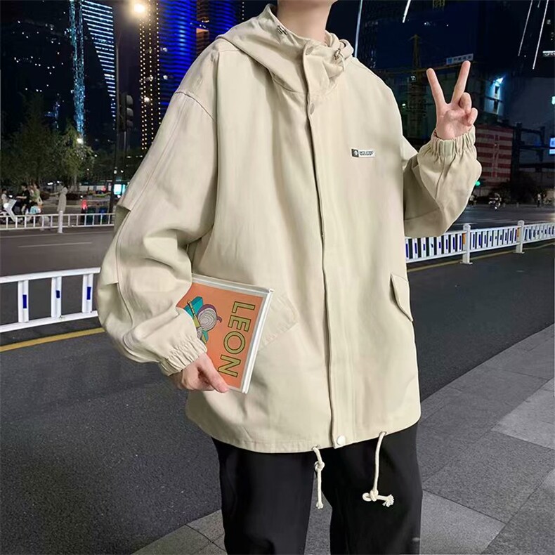 春季新款夹克男韩版宽松百搭工装外套潮牌休闲连帽上衣ST020-p65图片