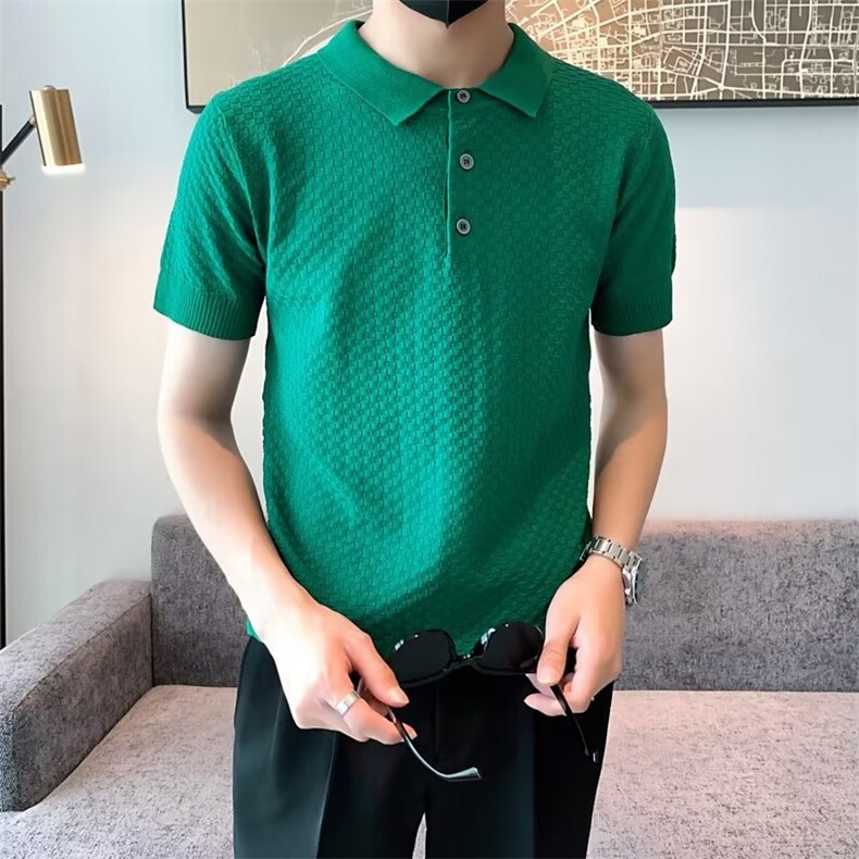 2023标准短袖夏季新款文艺青春流行男慵懒潮POLO衫纯色简约S318,男装T恤,星座1116A-2（原606A-1）
