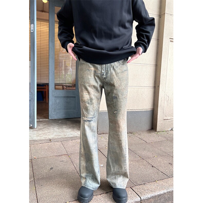 美式复古微喇牛仔裤潮牌痞帅做旧水洗炸街裤GA175-P60,男装牛仔裤,星座208-5