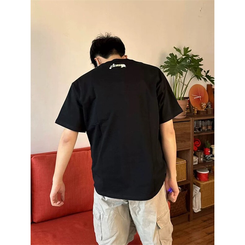 网图有货花伴竹纯棉刺绣短袖T恤男女情侣宽松花卉上衣A469-P35,男装T恤,星座1505