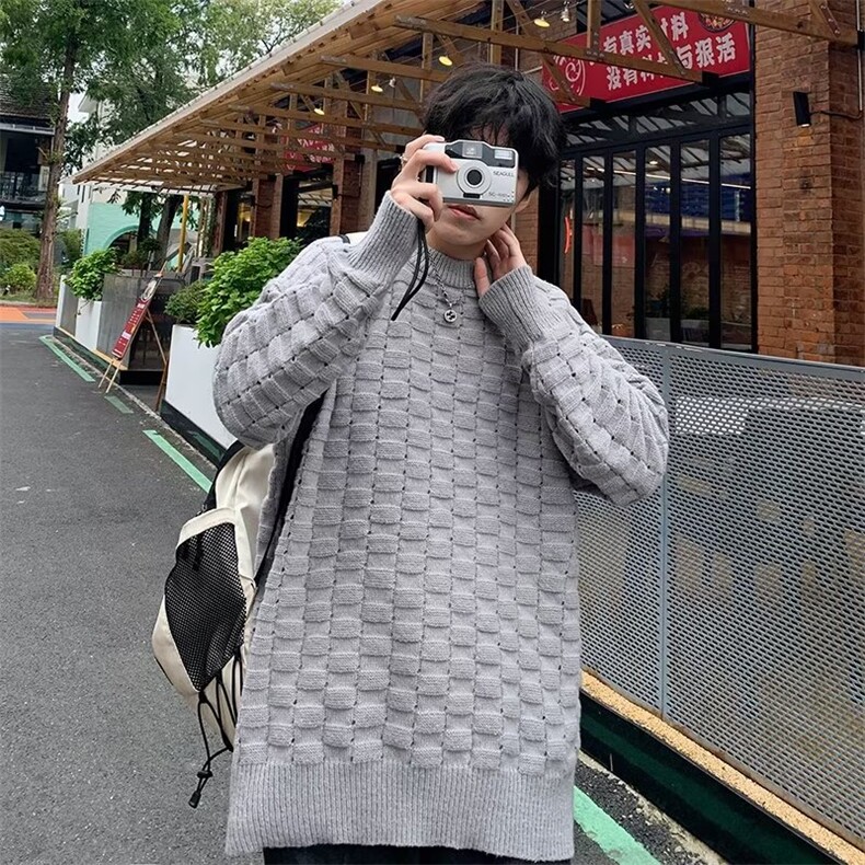 秋冬新款针织衫纯色圆领保暖毛衣男士休闲百搭潮流上衣W7008-P50,男装针织衫/毛衣,星座1109-3
