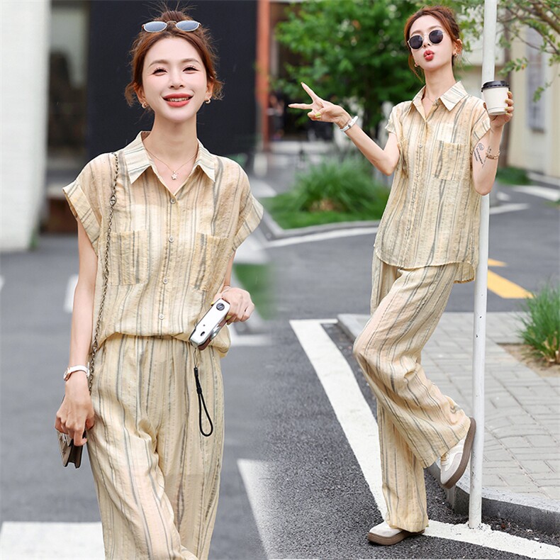 夏季穿搭时尚套装女2025夏装新款洋气减龄显瘦休闲百搭两件套潮,女装套装/套裙,梦依杭