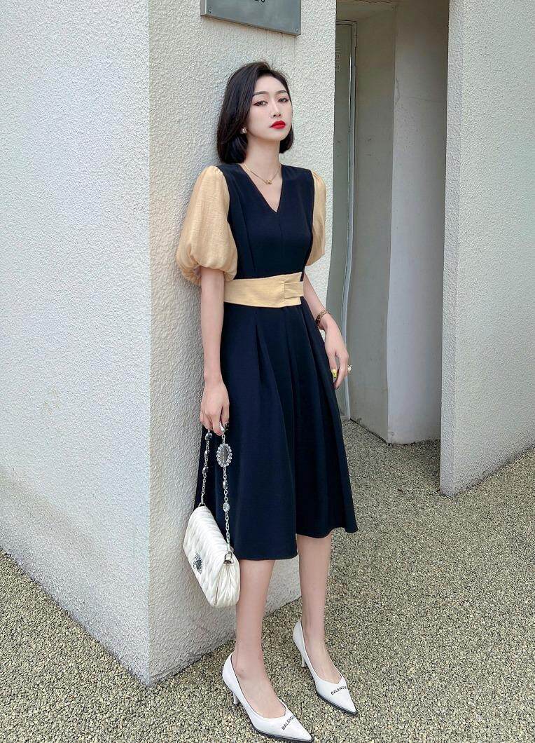 现货，灯笼袖连衣裙，女装连衣裙，迪蔓君翔