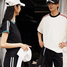 [网图]两条杠运动短袖T恤情侣撞色休闲上衣男女X61403-TP2549，男装T恤，电商A102