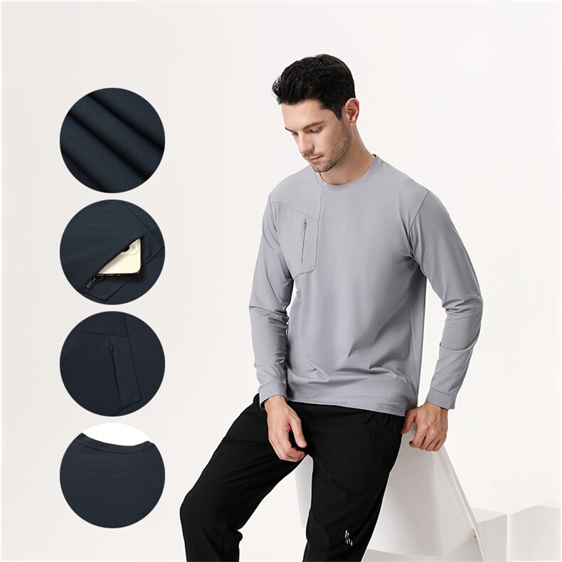 新款纯色运动上衣时尚百搭修身套头，男装衬衫，玖雅羊绒