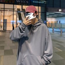 春秋连帽套头卫衣男港风中性大码宽松纯色光板1016-1 WYM000 P28图片