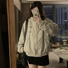 2024新款港风美式ins潮流宽松百搭连帽风衣夹克外套女JK1260-P85，男装夹克，星座313A(原308A-2)