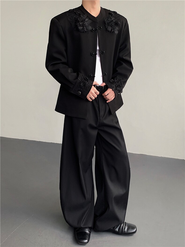 25秋冬新中式体力绣花钉珠礼服中山装西服外套XZ187-P158,男装西服,电商B288