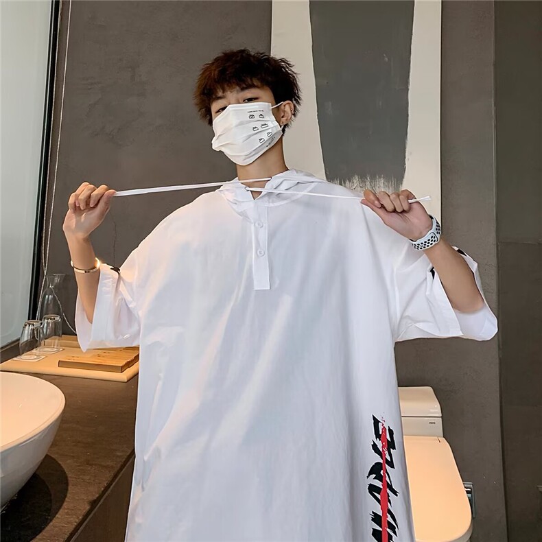 防晒短袖t恤男士夏季薄款冰丝男装连帽半袖大码宽松休闲男生上衣,男装防晒衣,星座1210-1