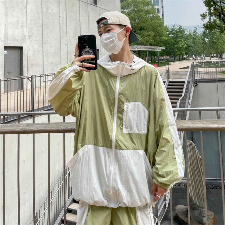 夏季夹克衫防晒服套装运动风撞色时尚防晒衣男XZ514-2-1610-P98,男装防晒衣,星座514-2(原B239)