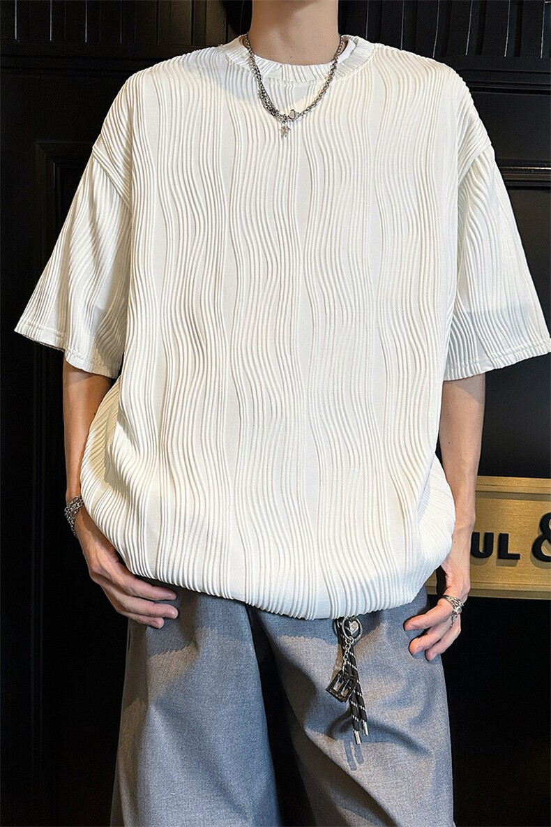 8XL-M特大码夏季短袖冰丝皱感透气T恤男潮垂感宽松半袖DX305P45,男装T恤,电商D206-1