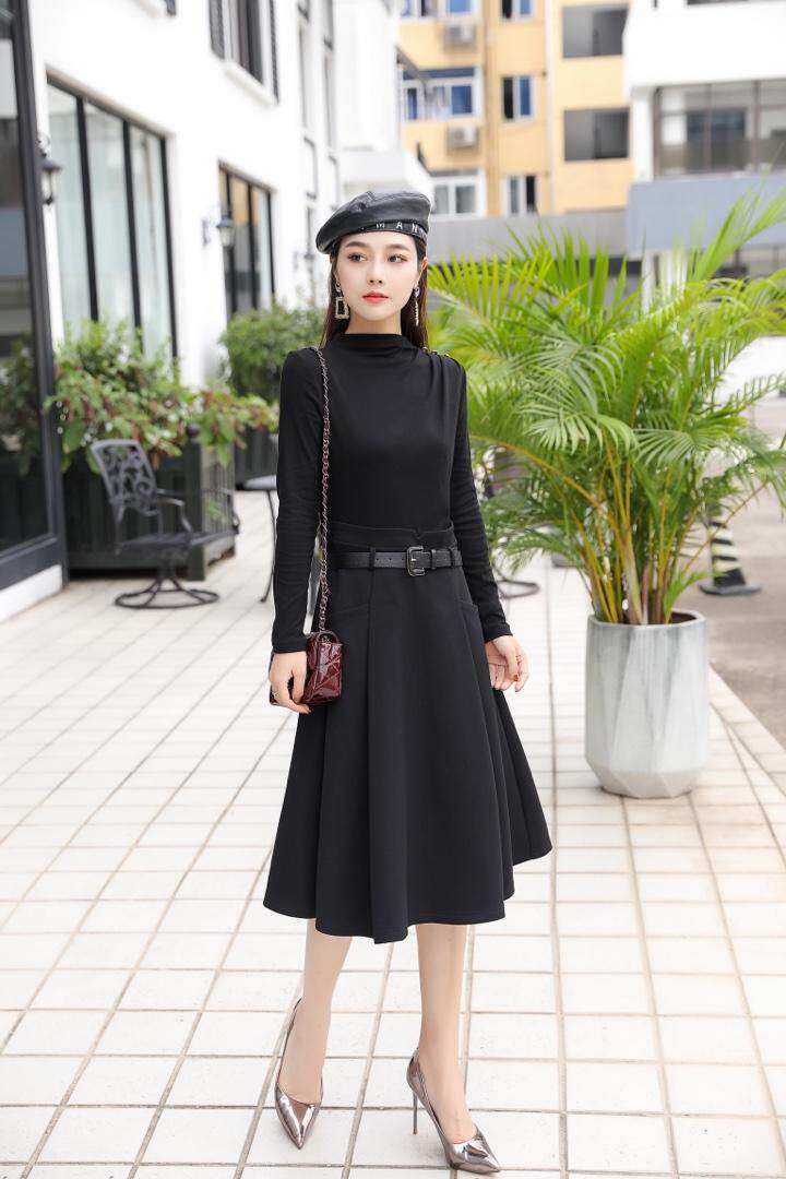 现货-假两件内搭连衣裙，女装连衣裙，依歌贝诺