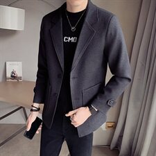 秋冬新款呢料呢子大衣无头风纯色纯色外套A328-20382-P115，男装毛呢大衣，星座406