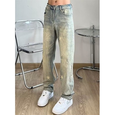 黄泥ins高街牛仔裤印花星星水洗宽松直筒长裤显瘦百搭NG01，男装牛仔裤，星座1116A（原606A-3）